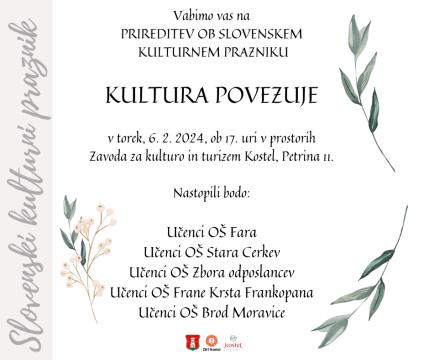 Vabilo na proslavo ob kulturnem prazniku